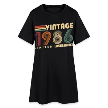Vintage 1986 Jahrgang Geburtstagsgeschenk - Frauen T-Shirt-Kleid - Schwarz - Vorne