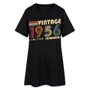 Vintage 1956 Jahrgang Geburtstagsgeschenk - Frauen T-Shirt-Kleid - Schwarz - Vorne