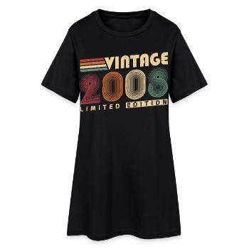 Cadeau d’anniversaire vintage 2008 - Robe T-shirt Femme - noir - Devant