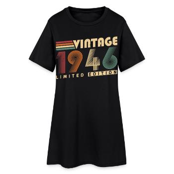 Vintage 1946 Jahrgang Geburtstagsgeschenk - Frauen T-Shirt-Kleid - Schwarz - Vorne