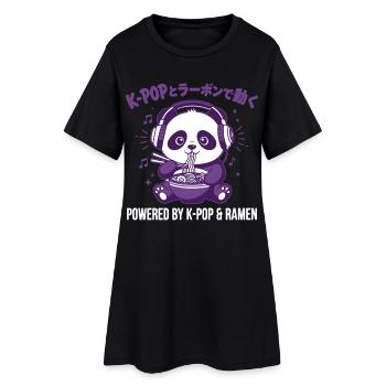 K-Pop zu Ramen De Ugoku angetrieben von K-Pop und Ramen - Frauen T-Shirt-Kleid - Schwarz - Vorne