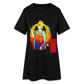 Yakuza Girl : Cyberpunk Oni Mask & Dragon Tattoo - Robe T-shirt Femme - noir - Devant