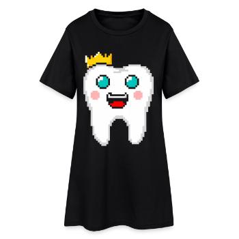 Pixel Art Dent Royale avec Couronne - Robe T-shirt Femme - noir - Devant
