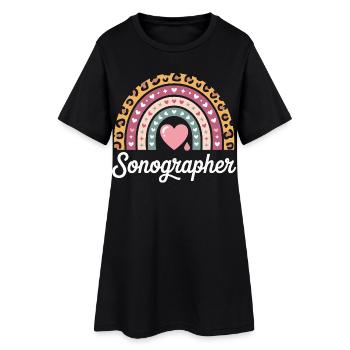 Herz Regenbogen Sonografie Motiv - Frauen T-Shirt-Kleid - Schwarz - Vorne