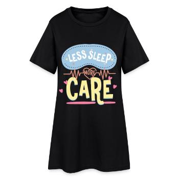 Aidant Aidant Soins aux personnes âgées Moins de sommeil Plus de soins - Robe T-shirt Femme - noir - Devant