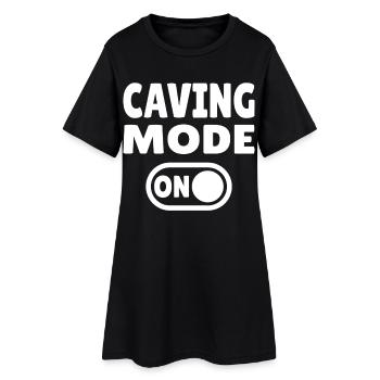 Caving Mode ON – Höhlenabenteuer im Dunkeln - Frauen T-Shirt-Kleid - Schwarz - Vorne