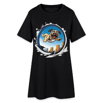 Pug Sprinter im Stadtlauf - Frauen T-Shirt-Kleid - Schwarz - Vorne