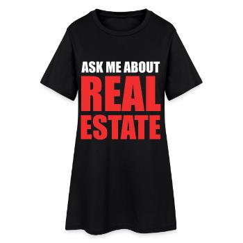 Demandez-moi à propos de l’immobilier – Bold Red - Robe T-shirt Femme - noir - Devant