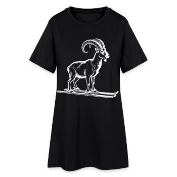 Un bouquetin drôle pour les skieurs - Robe T-shirt Femme - noir - Devant