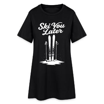 Skier plus tard : Drôle de dicton pour les skieurs - Robe T-shirt Femme - noir - Devant