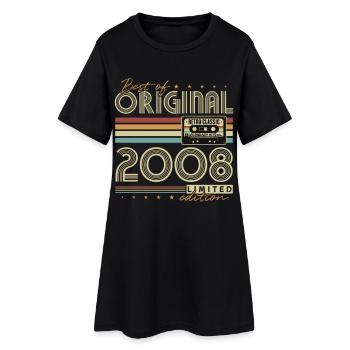 Original 2008 Jahrgang Vintage Geburtstag Retro - Frauen T-Shirt-Kleid - Schwarz - Vorne