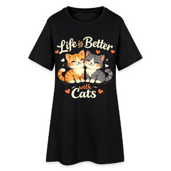 Vivre mieux avec les chats - Robe T-shirt Femme - noir - Devant