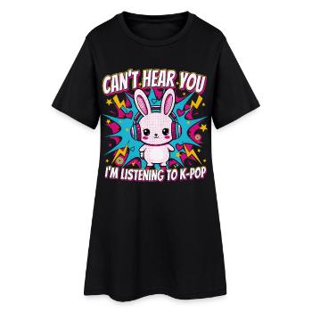 Je ne t’entends pas, j’écoute de la musique coréenne K-Pop - Robe T-shirt Femme - noir - Devant