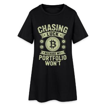 St Patricks Day Chasing Luck Because My Portfolio - Frauen T-Shirt-Kleid - Schwarz - Vorne