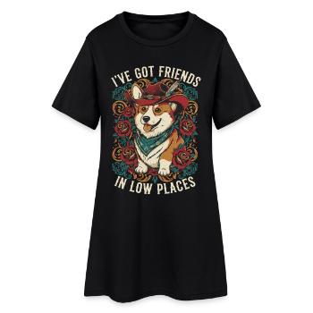 Chien Corgi Cowboy - Robe T-shirt Femme - noir - Devant
