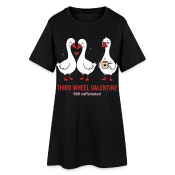 Third Wheel Valentine - Single Kaffee Design - Frauen T-Shirt-Kleid - Schwarz - Vorne