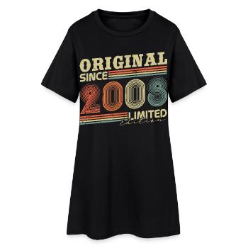 Cadeau d’anniversaire vintage vintage original 2008 - Robe T-shirt Femme - noir - Devant