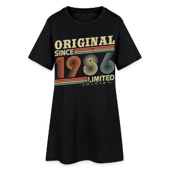 Cadeau d’anniversaire vintage original de 1986 - Robe T-shirt Femme - noir - Devant
