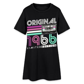 60. Geburtstag 1966 Jahrgang geboren Retro  - Frauen T-Shirt-Kleid - Schwarz - Vorne