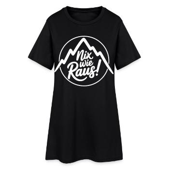 Nix wie raus – Freiheit in den Bergen - Frauen T-Shirt-Kleid - Schwarz - Vorne