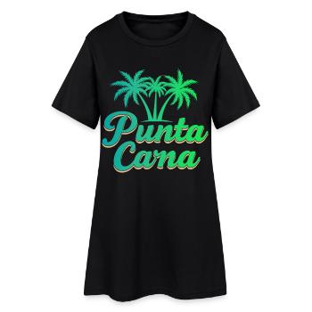 Vacances caribéennes à Punta Cana avec palmiers - Robe T-shirt Femme - noir - Devant