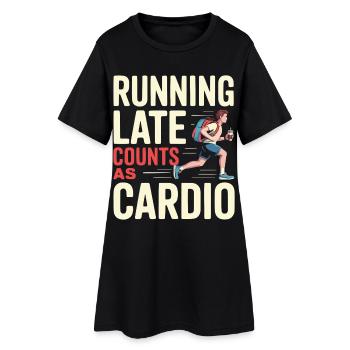 Running Late Counts As Cardio Humor Design - Frauen T-Shirt-Kleid - Schwarz - Vorne