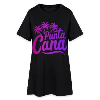Vacances caribéennes à Punta Cana avec palmiers - Robe T-shirt Femme - noir - Devant