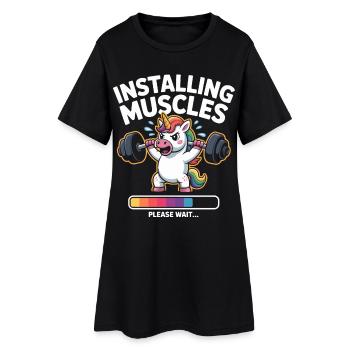 La licorne soulève des poids - Robe T-shirt Femme - noir - Devant
