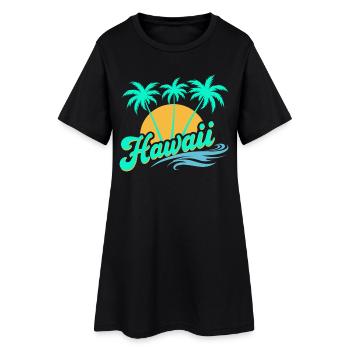 Ambiances d’été hawaïenne avec palmiers et mer - Robe T-shirt Femme - noir - Devant