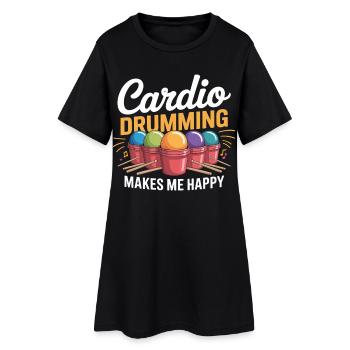 Cardio Drumming Freude - Frauen T-Shirt-Kleid - Schwarz - Vorne