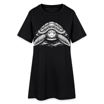 Tribal Turtle – Mystic Sea Motif - Women’s T-Shirt Dress - black - Front