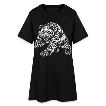 Wild Panda – Tribal Bear Motif - Women’s T-Shirt Dress - black - Front