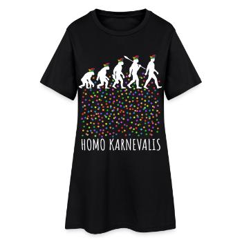 Homo Karnevalis | Evolution der Narren, Fastnacht - Frauen T-Shirt-Kleid - Schwarz - Vorne