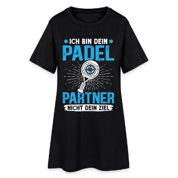 Jeu de padel JE SUIS TON PARTENAIRE DE PADEL, PAS TON OBJECTIF - Robe T-shirt Femme - noir - Devant