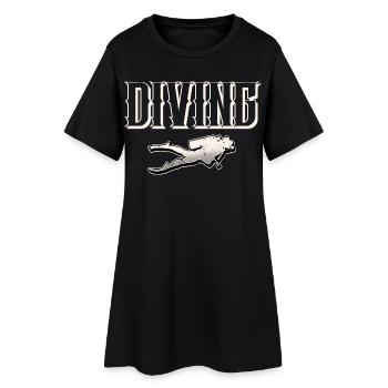 Taucher Tauchen - Frauen T-Shirt-Kleid - Schwarz - Vorne