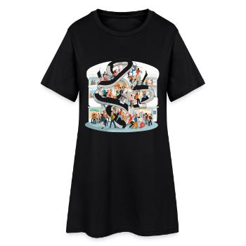 Volume spiral in the shopping center - Women’s T-Shirt Dress - black - Front