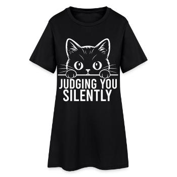 Chat drôle, je te juge en silence - Robe T-shirt Femme - noir - Devant