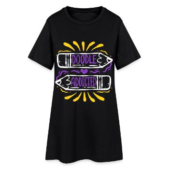 Doodle Kritzeln Zeichnung - Frauen T-Shirt-Kleid - Schwarz - Vorne