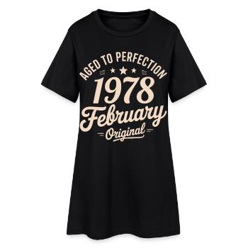 Février 1978 – Februar 1978 - Frauen T-Shirt-Kleid - Schwarz - Vorne