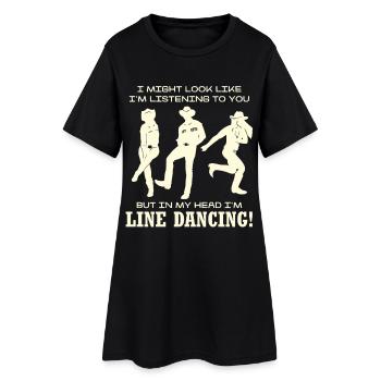 Humour de silhouette de danse en ligne - Robe T-shirt Femme - noir - Devant