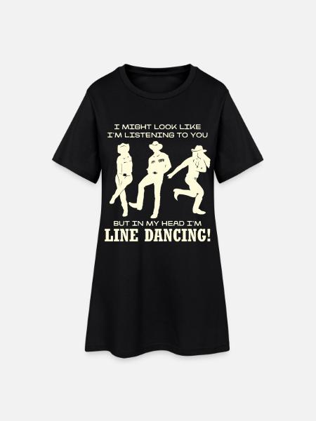 Line Dancing Silhouette Humor - Women’s T-Shirt Dress - black