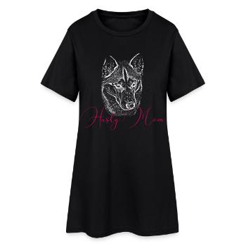 Husky Mom Kunstdruck - Frauen T-Shirt-Kleid - Schwarz - Vorne
