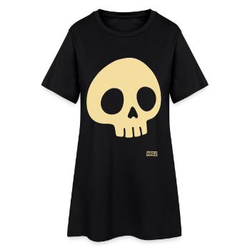 Crâne beige - Robe T-shirt Femme - noir - Devant
