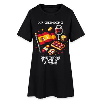 XP grinden | Tapas Spanien Barhopping - Frauen T-Shirt-Kleid - Schwarz - Vorne
