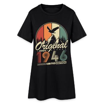 Cadeau d’anniversaire rétro vintage original de 1946 - Robe T-shirt Femme - noir - Devant