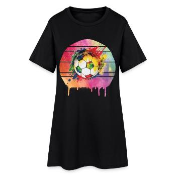 Ballon de football - Robe T-shirt Femme - noir - Devant