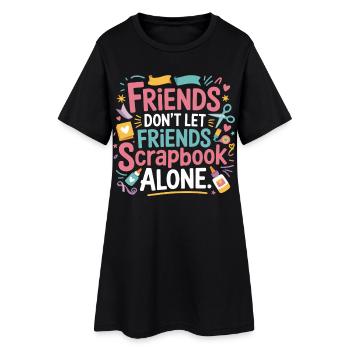 Friends scrap together colorfully - Women’s T-Shirt Dress - black - Front