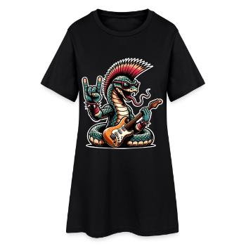 Schlange Rock and Roll Gitarrist - Frauen T-Shirt-Kleid - Schwarz - Vorne