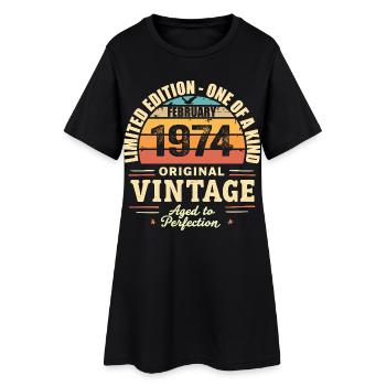 Februar 1974 Geburtstagsgeschenk Februar 1974 - Frauen T-Shirt-Kleid - Schwarz - Vorne