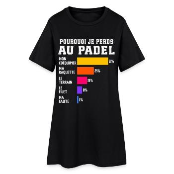 Pourquoi Je Perds Au Padel Cadeau padeliste  - Robe T-shirt Femme - noir - Devant